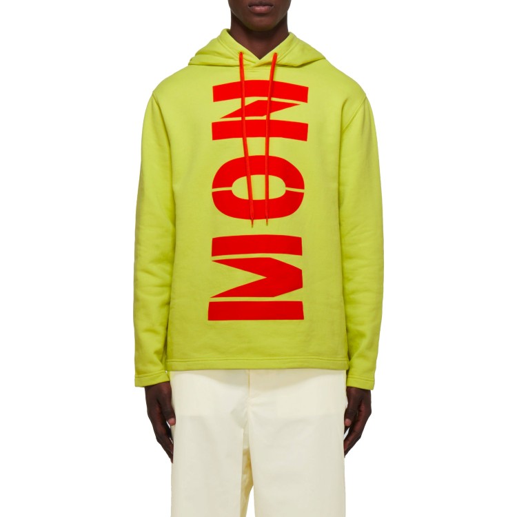 Shop Moncler Genius Logo Hoodie In Yellow