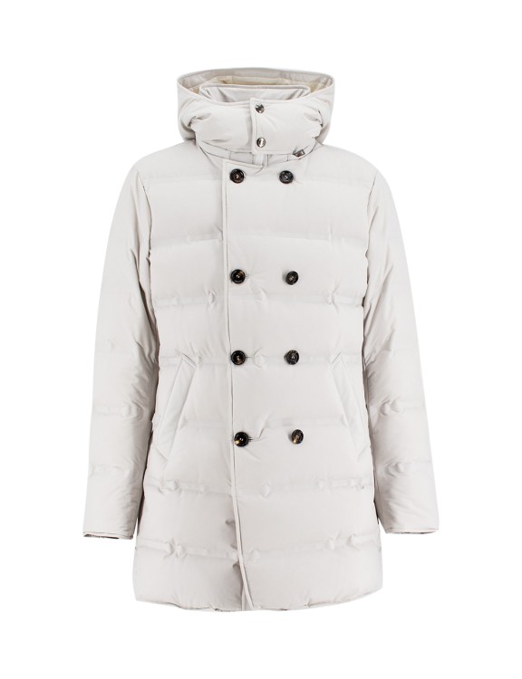 Shop Kired Double Breasted Straight Down Filled Down Jacket In White