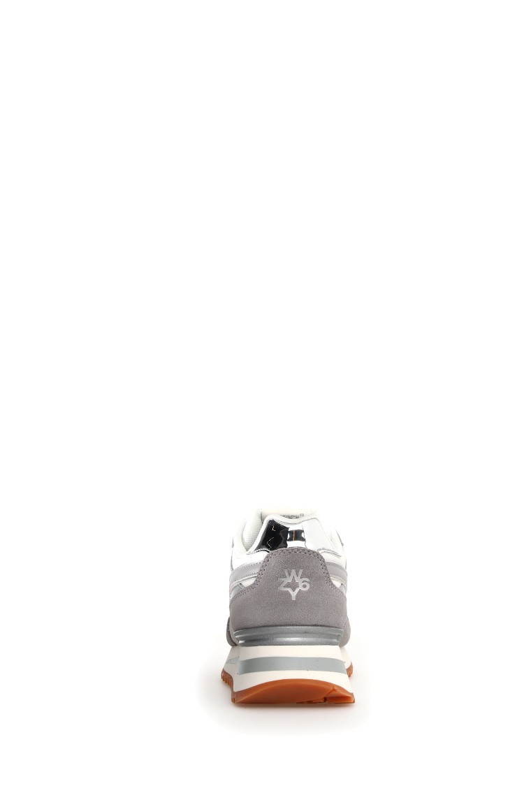 Shop W6yz Chic Animal Print Sneakers With Unique Raised Sole And Technical Fabric In Grey