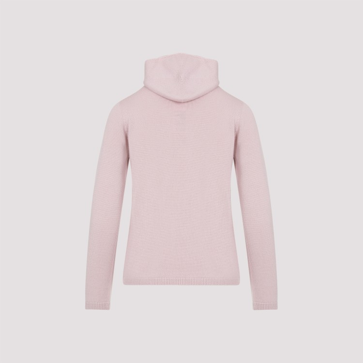 Shop Max Mara Paprica Pink Virgin Wool Knit Hoodie In White