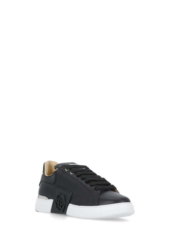 Shop Philipp Plein Black Smooth Leather Sneaker