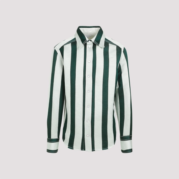 Shop Bottega Veneta Dark Green Cotton Shirt In White