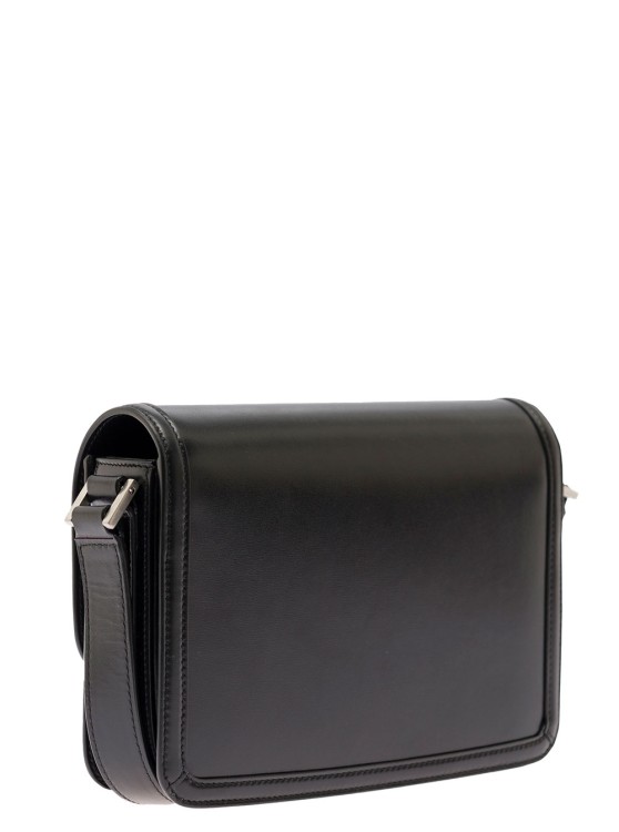 Shop Saint Laurent Black Messenger Bag With Cassandre Detail In Smooth Leather