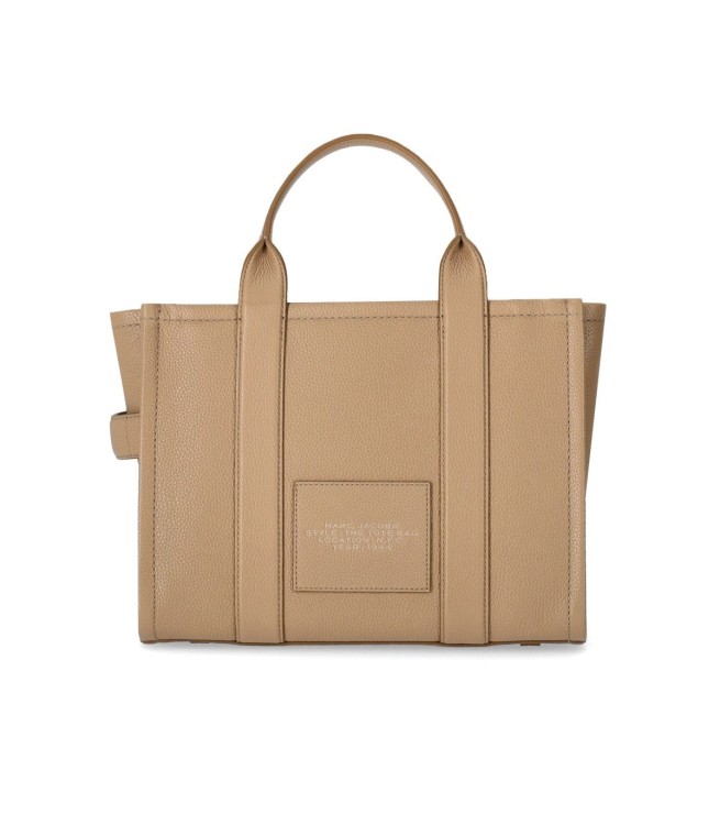 Shop Marc Jacobs The Leather Medium Tote Camel Handbag In Brown