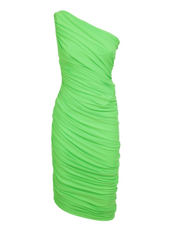 Shop Norma Kamali One Shoulder Neon Green Dress