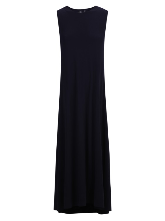Shop Norma Kamali Blue Sleeveless Long Dress In Black
