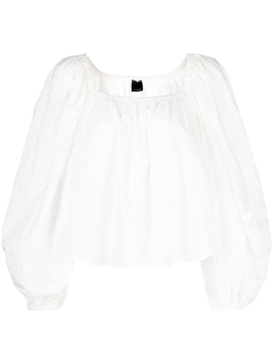 Pinko Broderie Anglaise Cotton Blouse In Snow White