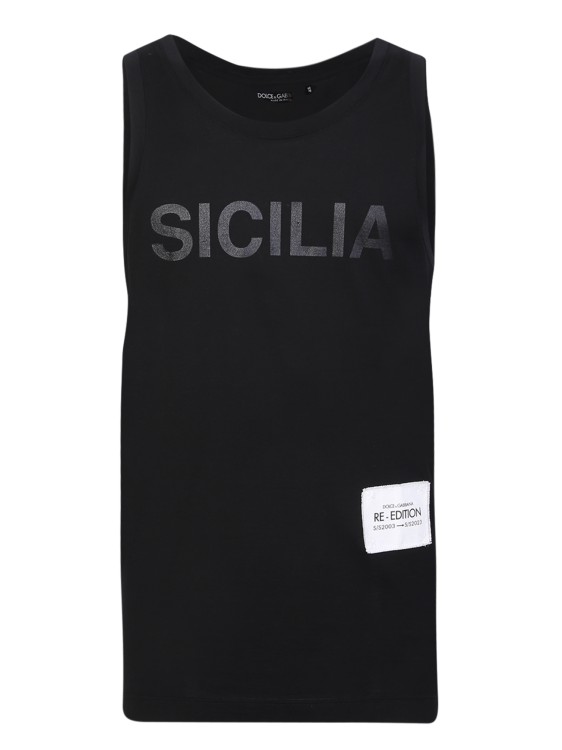 Shop Dolce & Gabbana Black Printed Tank Top Re-edition Collection