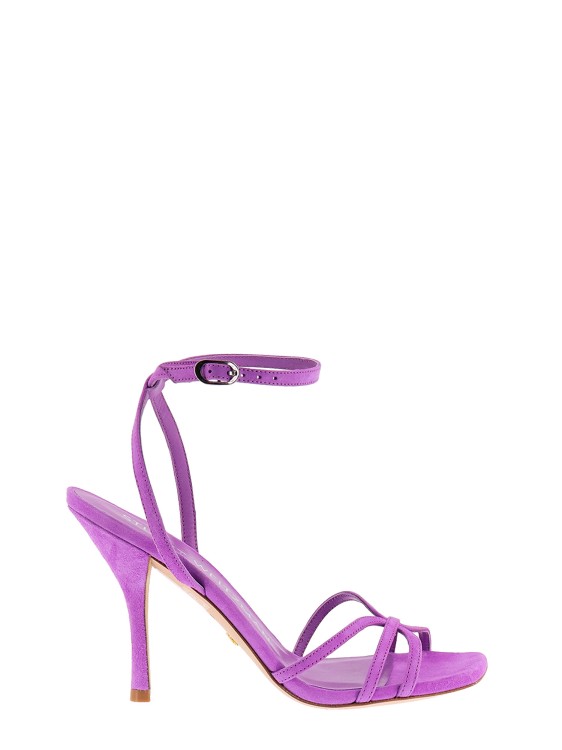 Shop Stuart Weitzman Purple Suede Sandals In Pink