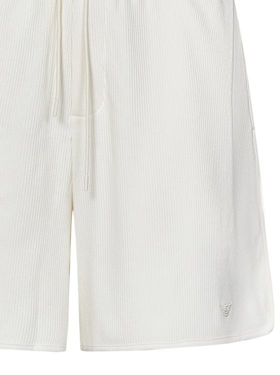 Shop Emporio Armani Vanilla-colored Shorts In Ribbed Stretch Cotton Blend In White