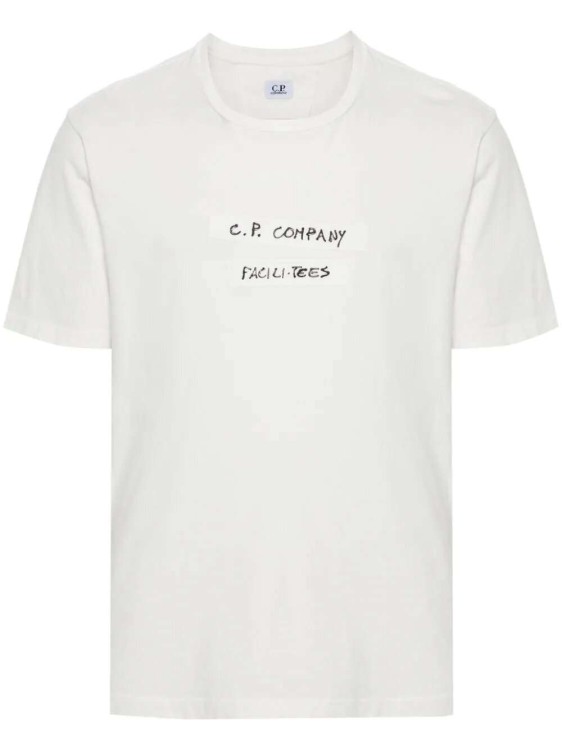 Shop C.p. Company White Logo-patch Cotton T-shirt