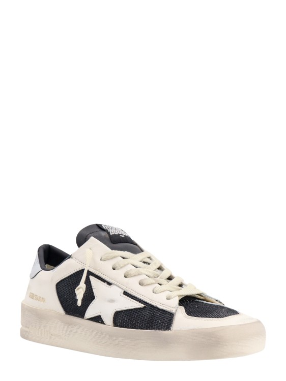 Shop Golden Goose Mesh And Leather Sneakers With Laminated Detail In White