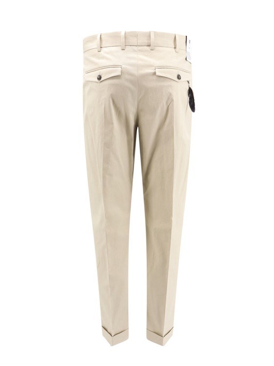 Shop Pt Torino Cotton And Linen Trouser With Feather Detail In Neutrals