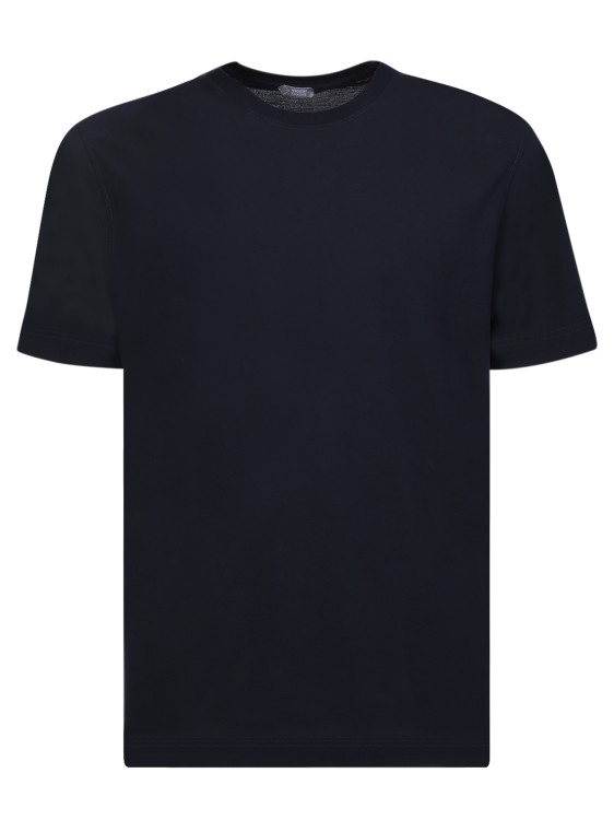 Zanone Blue Round Neck T-shirts In Black