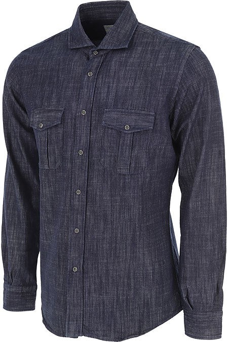Shop De Siena Blue Cotton Shirt