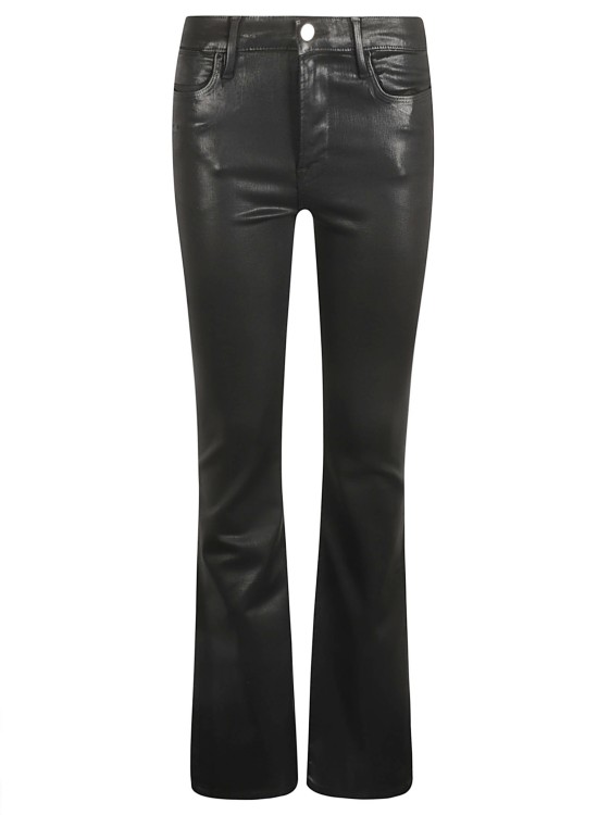 Shop Frame Le Crop Button-up Flared Jeans In Black