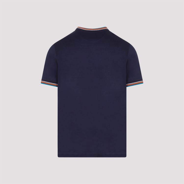 Shop Paul Smith Righe Navy Cotton T-shirt In Black