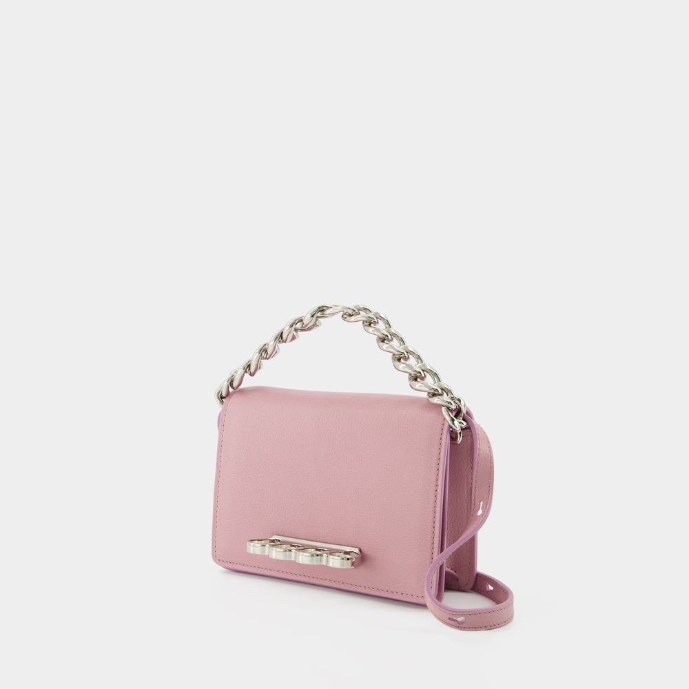 Alexander Mcqueen Four Ring Mini Bag - Pink Antique - Leather In Pink