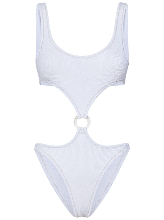 Shop Reina Olga White Crinkled-effect One-piece Swimsuit