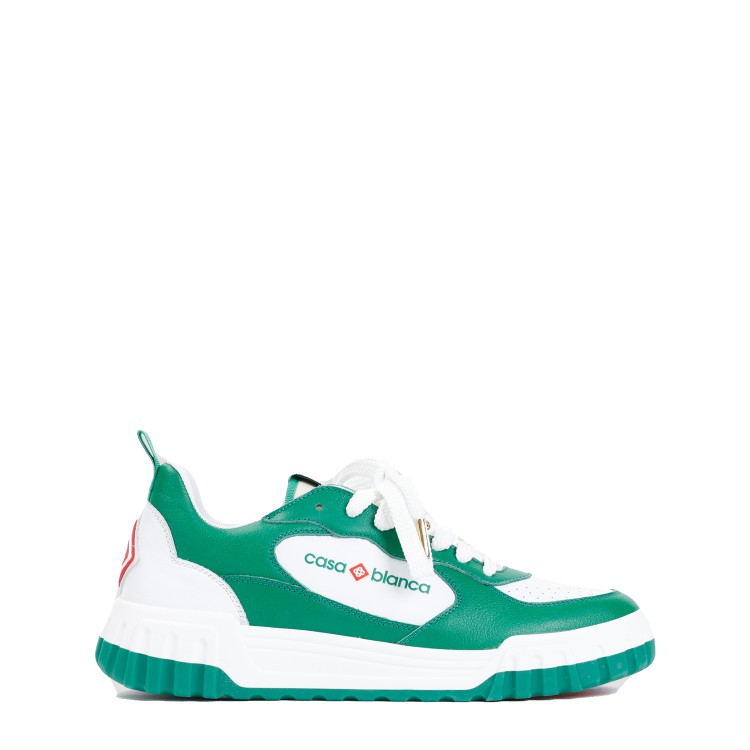 Shop Casablanca Green And White Tennis Court Sneakers