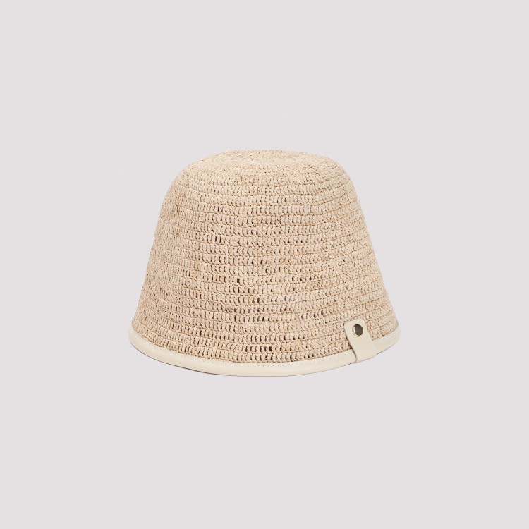 Shop Jacquemus Le Bob Soli In Ivory Leather And Raffia In Brown