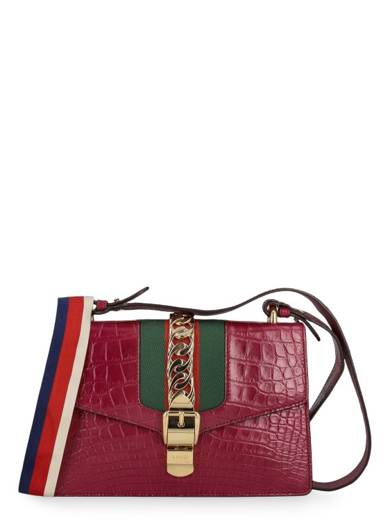 Gucci Sylvie Leather Cross Body Bag In Red