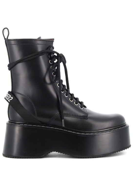 Shop Dsquared2 Black Lace Up Leather Boots