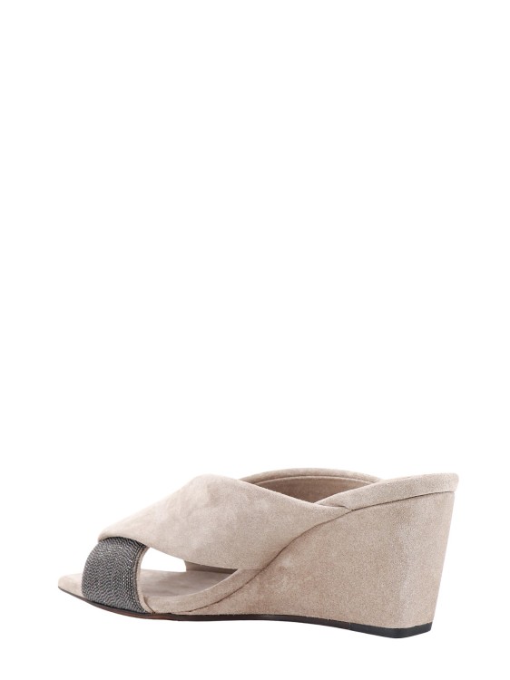Shop Brunello Cucinelli Suede Sandals With Monili Detail In Neutrals