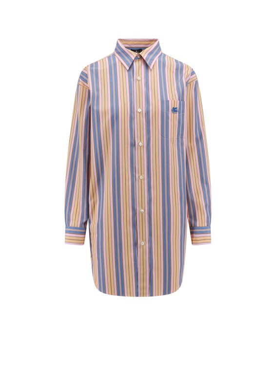 Shop Etro Cotton Shirt With Striped Motif In Grey