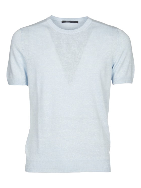 Shop Tagliatore Melange Light Blue Crew-neck T-shirt