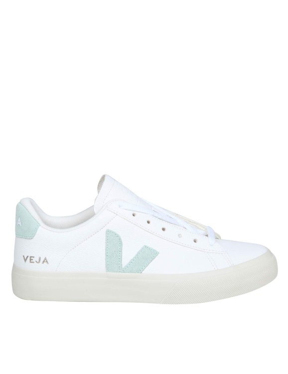 Shop Veja Campo Chromefree In White/green Leather