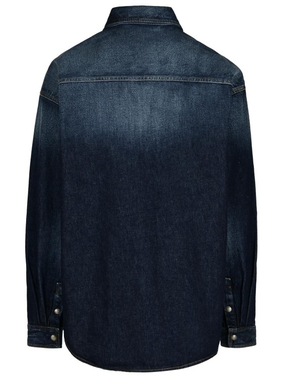 Shop Palm Angels Blue Denim Shirt In Black