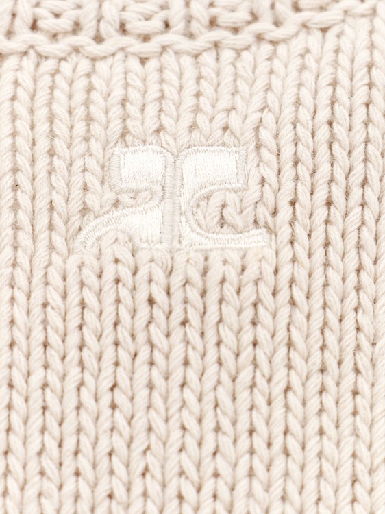 Shop Courrèges Open Side Cotton And Linen Sweater In Neutrals