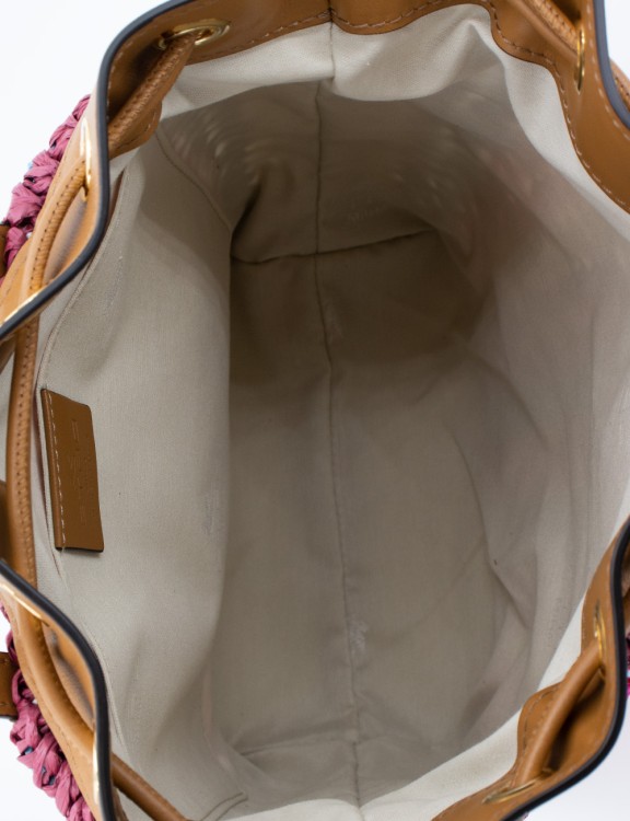 Shop Etro Woven Raffia Bucket Bag In Brown