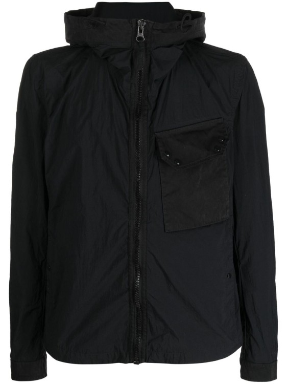 Shop Ten C Hooded Zip-up Jacket In Black Technical Fabric
