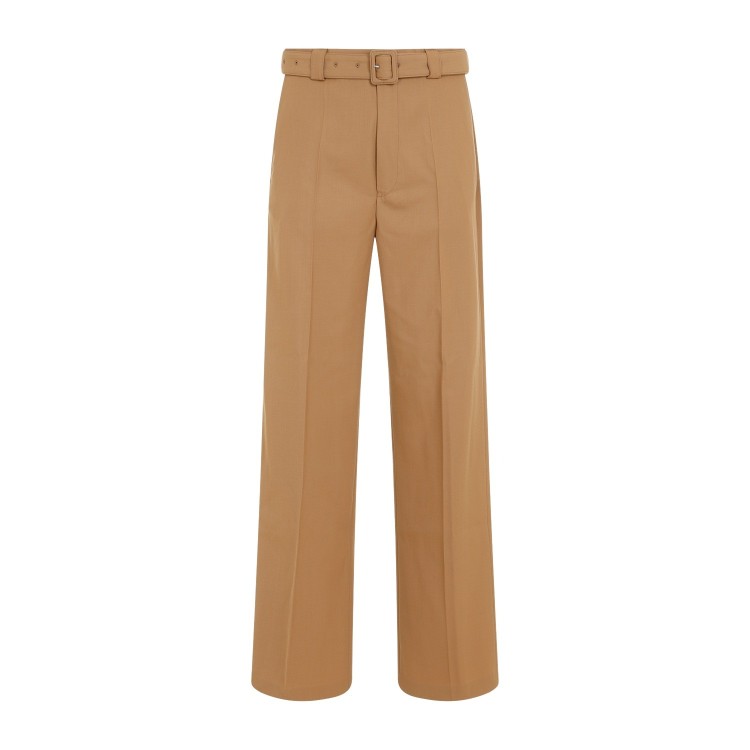 Shop Dries Van Noten Paulson Camel Polyester Pants In Brown