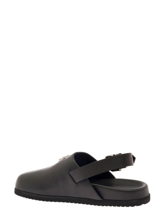 Shop Dolce & Gabbana Black Clogs With Buclkle And Logo Plaque In Smooth Leather