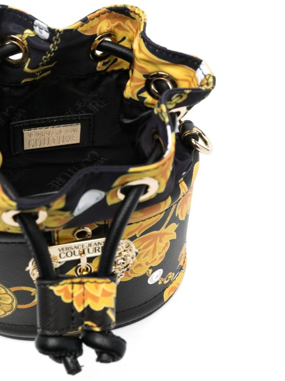 Shop Versace Jeans Couture All-over Print Black Bucket Bag