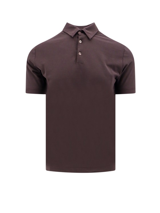 Shop Zanone Organic Cotton Basic Polo Shirt In Brown