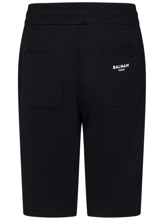 Shop Balmain Black Organic Cotton Bermuda Shorts