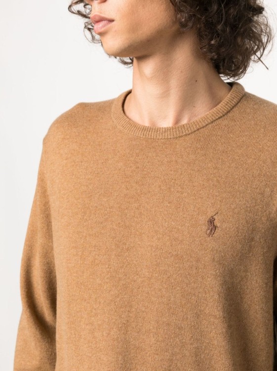 Shop Polo Ralph Lauren Polo-pony-embroidered Wool Jumper In Neutrals