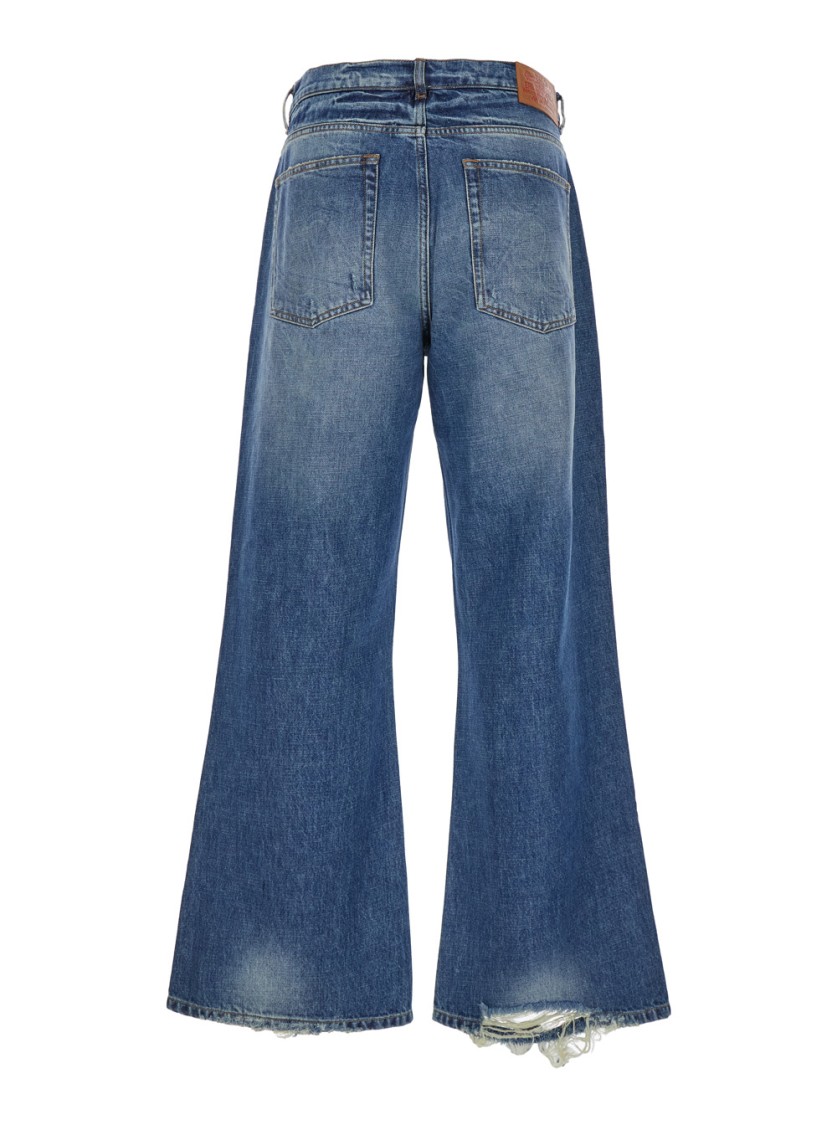 Erl Unisex Distressed Regular Fit Jeans Woven In Blue