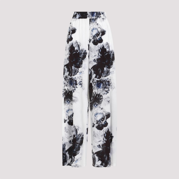 Alexander Mcqueen Floral Silk Pajama Pants In Multicolor