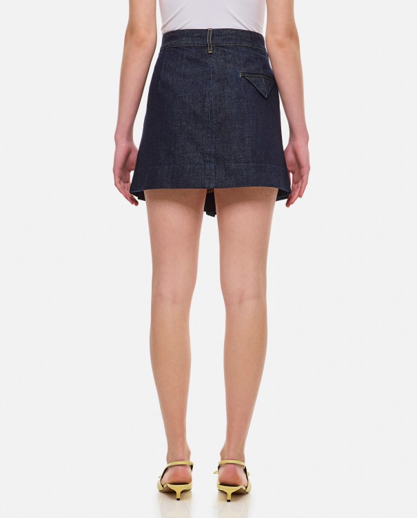Shop Bottega Veneta Denim Pleated Mini Skirt In Neutrals
