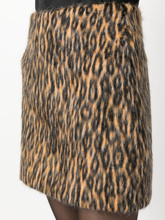 Shop Msgm Leopard Print Mini Skirt In Grey