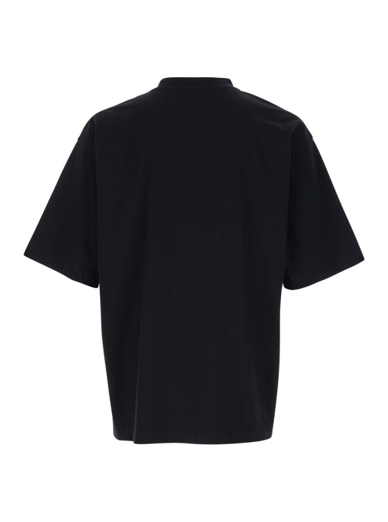 Shop Off-white Oversized Black T-shirt With Contrasting Logo Print In Cotton
