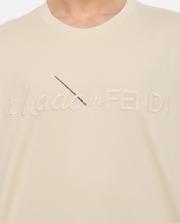 Shop Fendi Oversized Cotton T-shirt In Neutrals