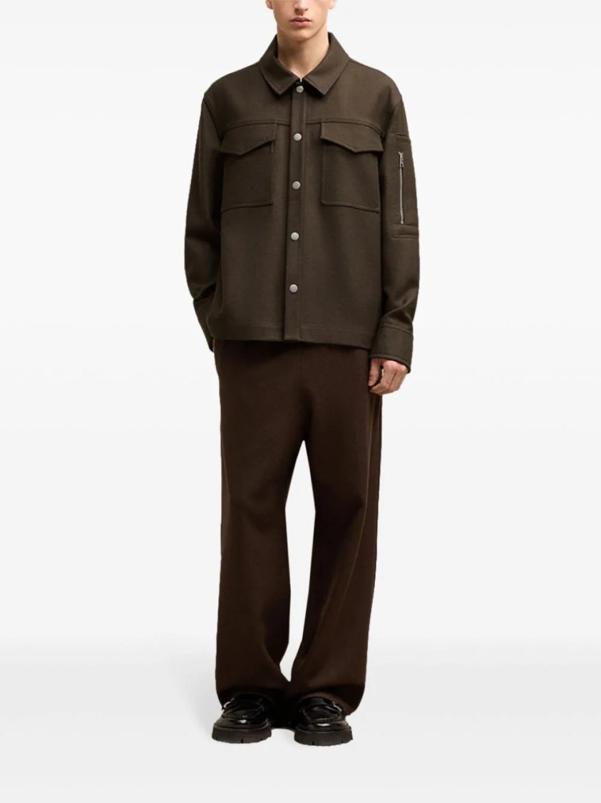 Ami Alexandre Mattiussi New Wool Button-down Coat Shirt In Black