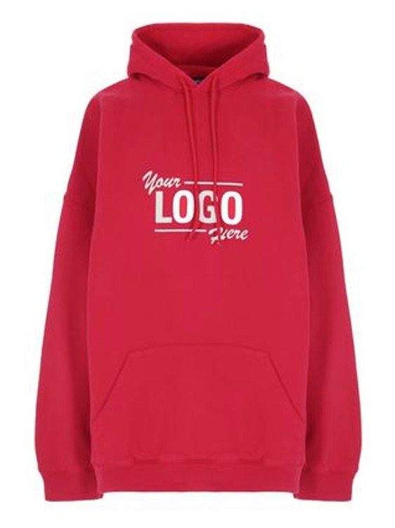 Shop Balenciaga Logo Hooded Sweatshirt In Red
