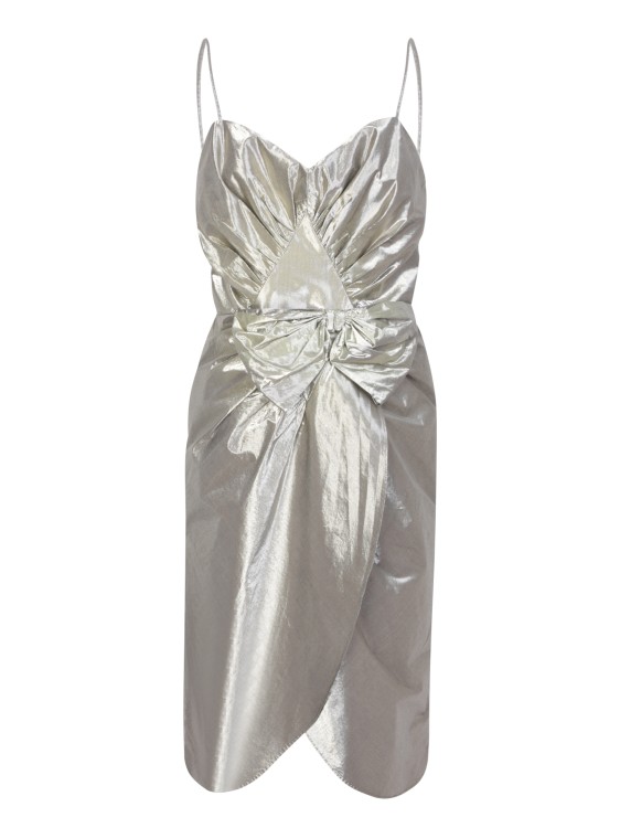 Maison Margiela Iridescent Silk Duchesse Dress In Silver